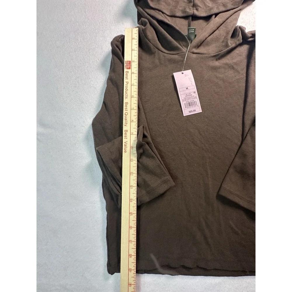 Wild Fable Medium Brown Long Sleeve with Hoodie Shirt NWT - Picture 2 of 5